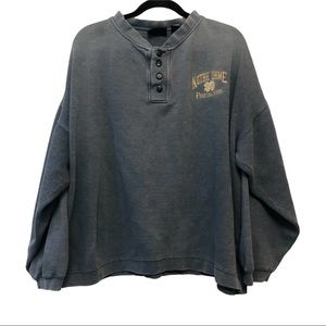 Vintage Notre Dame Men’s Charcoal Gray Henley Sweatshirt